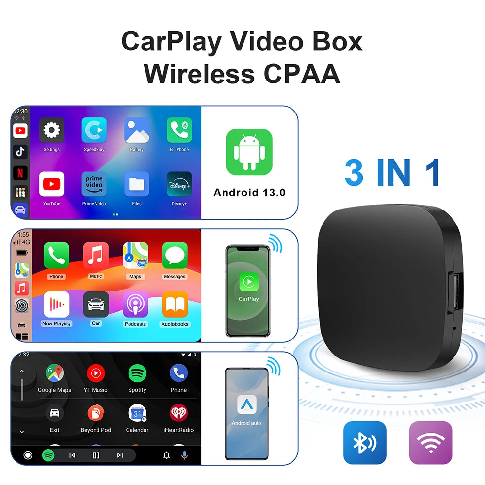Android 13 CarPlay Ai Box Wireless Box for Netflix YouTube Wireless Carplay Android Auto Car Smart Systems for Wired Carplay