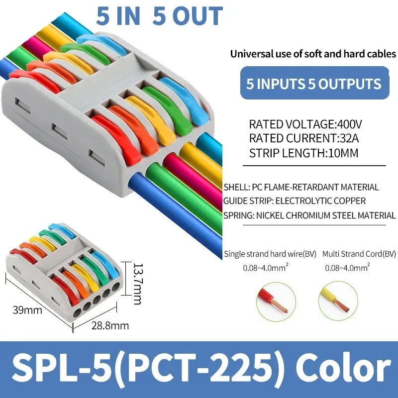 1 In Multiple Out Push-in Electrical Wire Connector Terminal Block Universal Fast Wiring Cable Connectors For Cable Connection