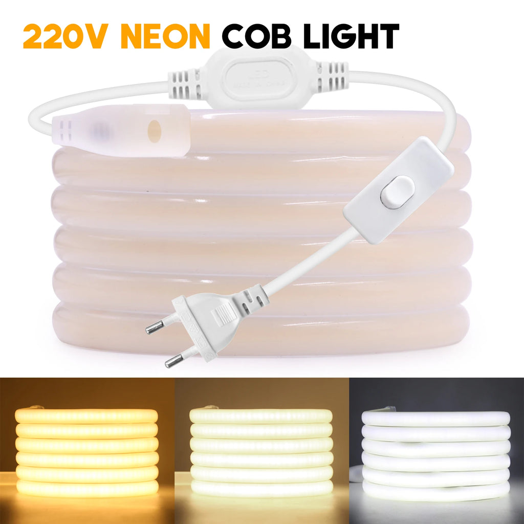 220V Smart COB Strip LED Neon Light 10M 20M 30M 288Leds/m WIFI Bluetooth Dimmable Tape IP67 Waterproof Rope For Room Outdoor