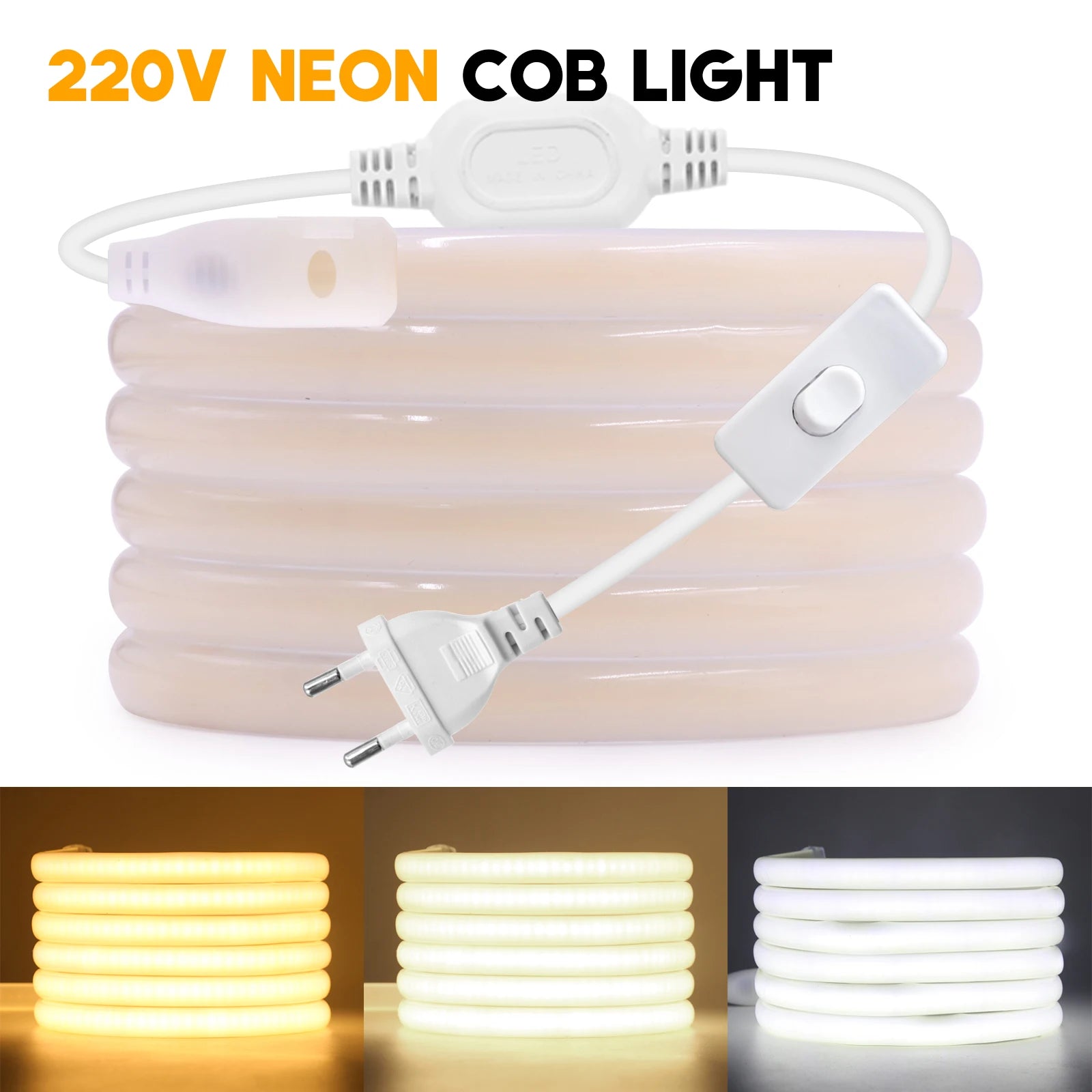 220V Smart COB Strip LED Neon Light 10M 20M 30M 288Leds/m WIFI Bluetooth Dimmable Tape IP67 Waterproof Rope For Room Outdoor