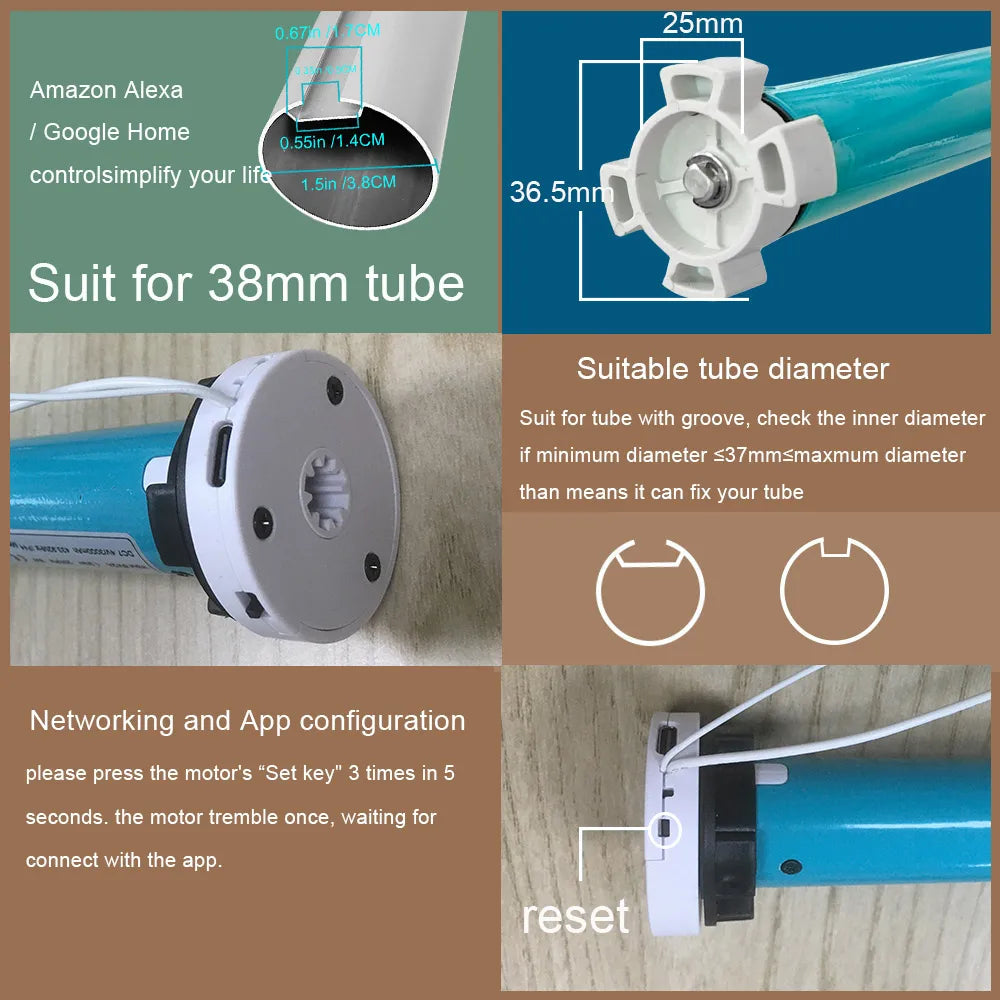 LifeLibero Tuya Zigbee Battery Window Blinds Smart Curtains Motor Roller Blind Automatic Wire Free Tubular Blind For37 38mm Tube