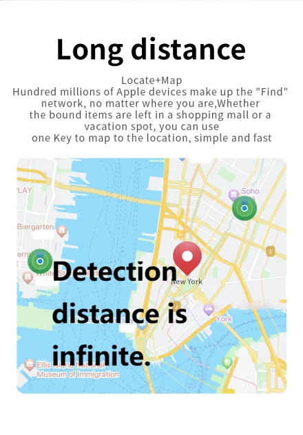JSPTEC Security Bluetooth Tag Based on IOS Find My app Anti-lose Tracker Sound Locate IOS Message Reminder Alarm Key Finder IOS
