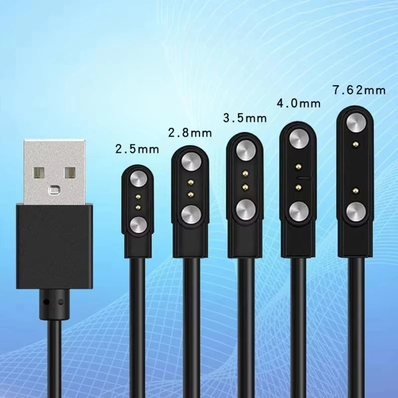Magnetic Charge Charging Cable For Smart Watch For 2 Pins 2.84/4/7.62mm Distances Black Novel USB Power Charger Cables Universal