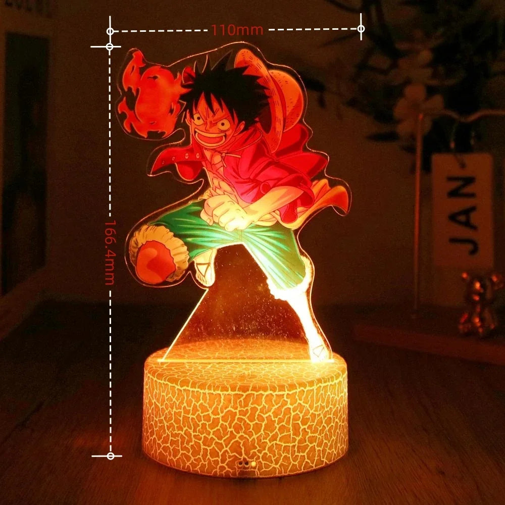 LED Night Light Anime Figure One Piece Luffy Zoro Figures Lamp PVC Action Collection Bedside Table Decoration Kid Christmas Gift