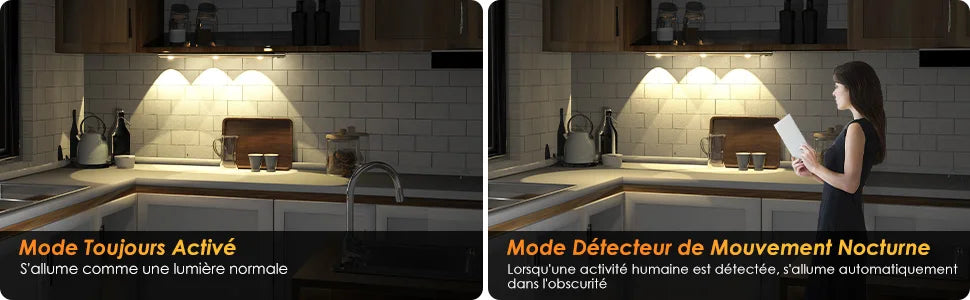 Wireless Ultra Thin Motion Sensor LED Cabinet Light Dimmable Lamp USB Rechargeable 3 Colors for Kitchen Wardrobe Bedroom Stairs