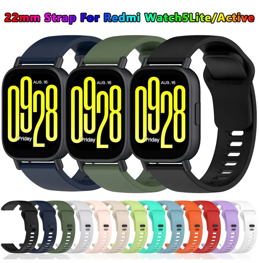 Official Watchband For Redmi Watch 5 Active 22mm Watch Silicone Bracelet Wristbands For Xiaomi Redmi Watch5 Lite Strap