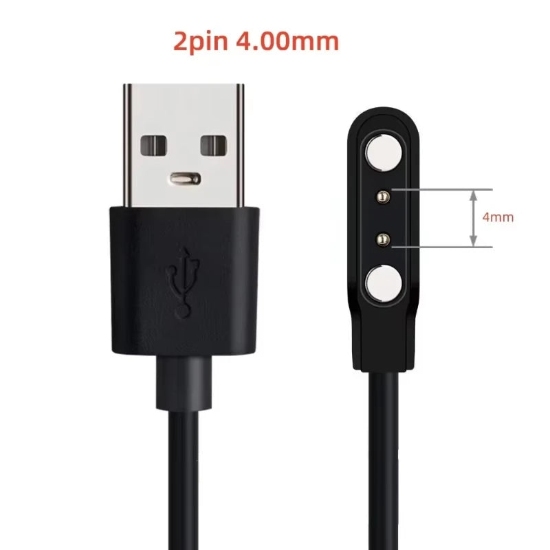 Magnetic Charge Charging Cable For Smart Watch For 2 Pins 2.84/4/7.62mm Distances Black Novel USB Power Charger Cables Universal