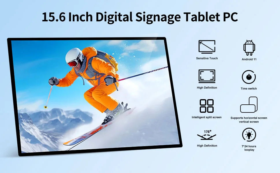 Smart Home Tablet Wall Mount with Double-Sided Lights 15.6 Inch FHD Touch Screen Android 14 8-Core 4G 64G POE for Home Assistant
