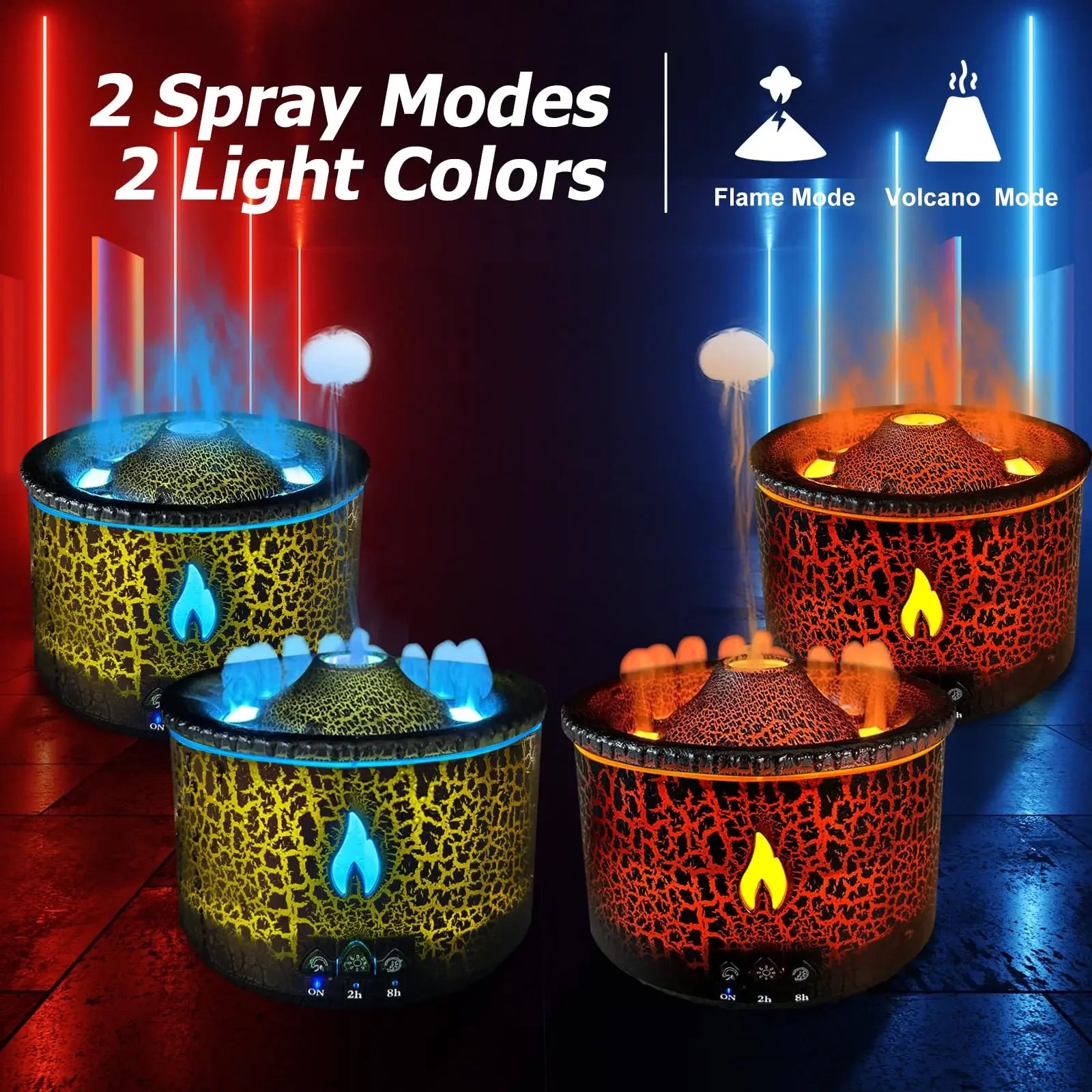 Volcanic Flame Humidifiers Air Aroma Diffuser Essential Oils Humidifiers Portable Smoke Ring Night Light Lamp Fragrance