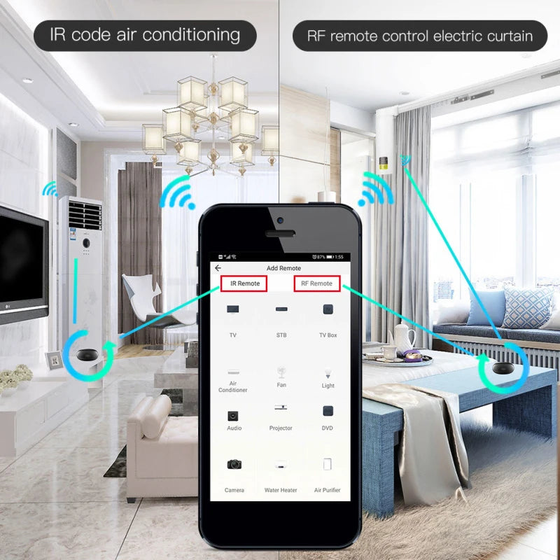 HIMOJO Universal WiFi IR RF Bluetooth Smart Home Appliances Remote Controller for Tuya Smart Life App Alexa Voice Control AC TV