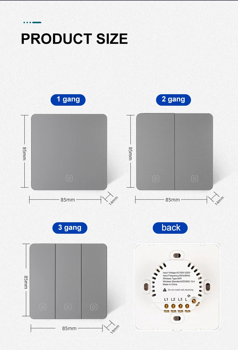 Tuya Smart WiFi Smart Light Switches glass panel No Neutral Wire No capacitor required Remote control Support Alexa Google Home