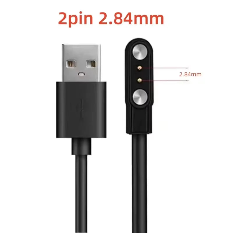 Magnetic Charge Charging Cable For Smart Watch For 2 Pins 2.84/4/7.62mm Distances Black Novel USB Power Charger Cables Universal