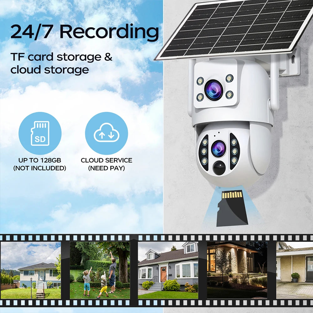 JOOAN 4K 6MP WiFi Surveillance Camera Solar Outdoor CCTV Camera With Solar Panel Dual Lens PTZ IP Cam Security Protection