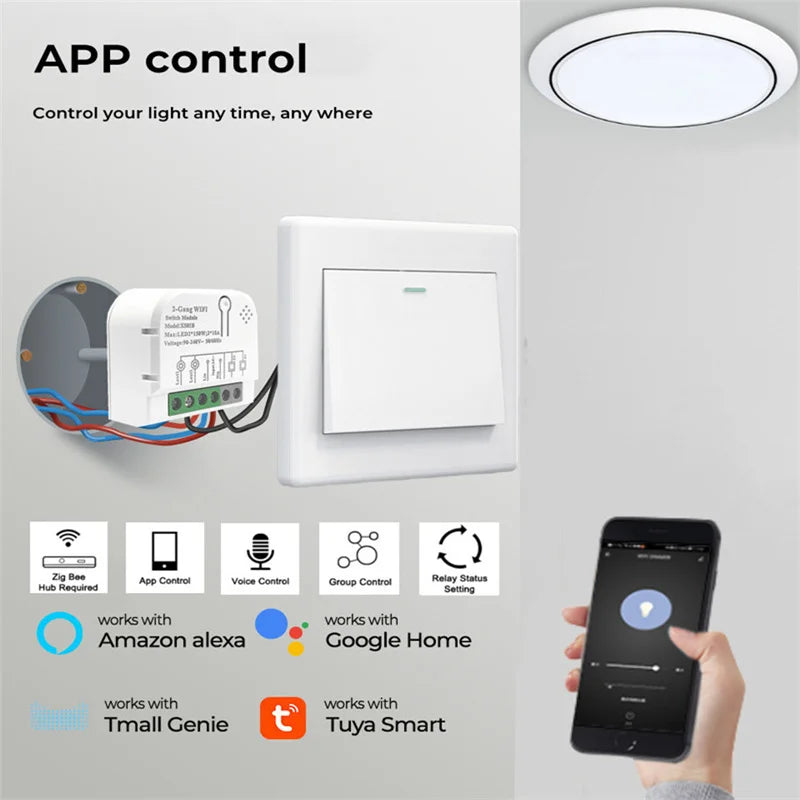 Tuya Zigbee3.0 Smart Switch 1/2 Gang Home Automation Timer Relay with KWh Power Monitor Smart Life APP Voice for Alexa Google