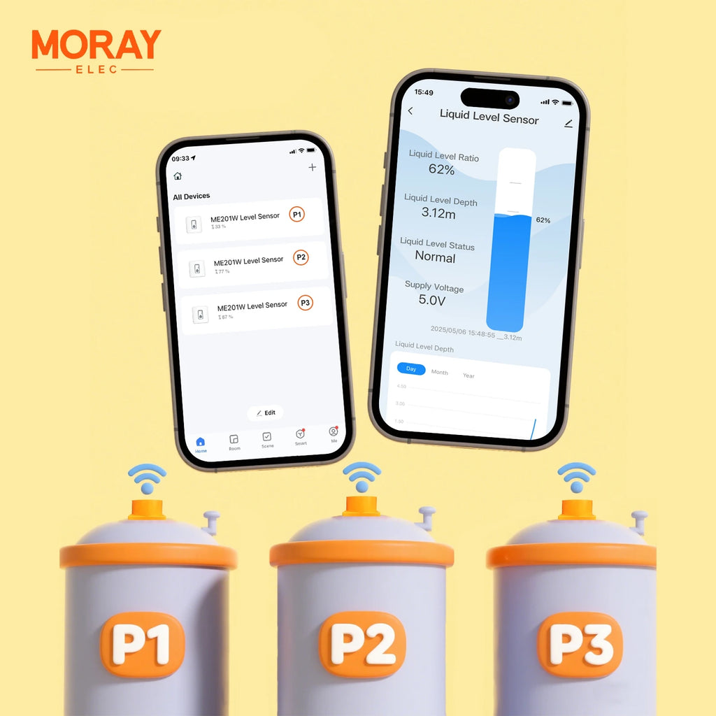 Moray ME201WSP Tuya Smartlife APP Solar Energy Wireless Water Tank Level Gauge For Water Fuel Tank Monitor
