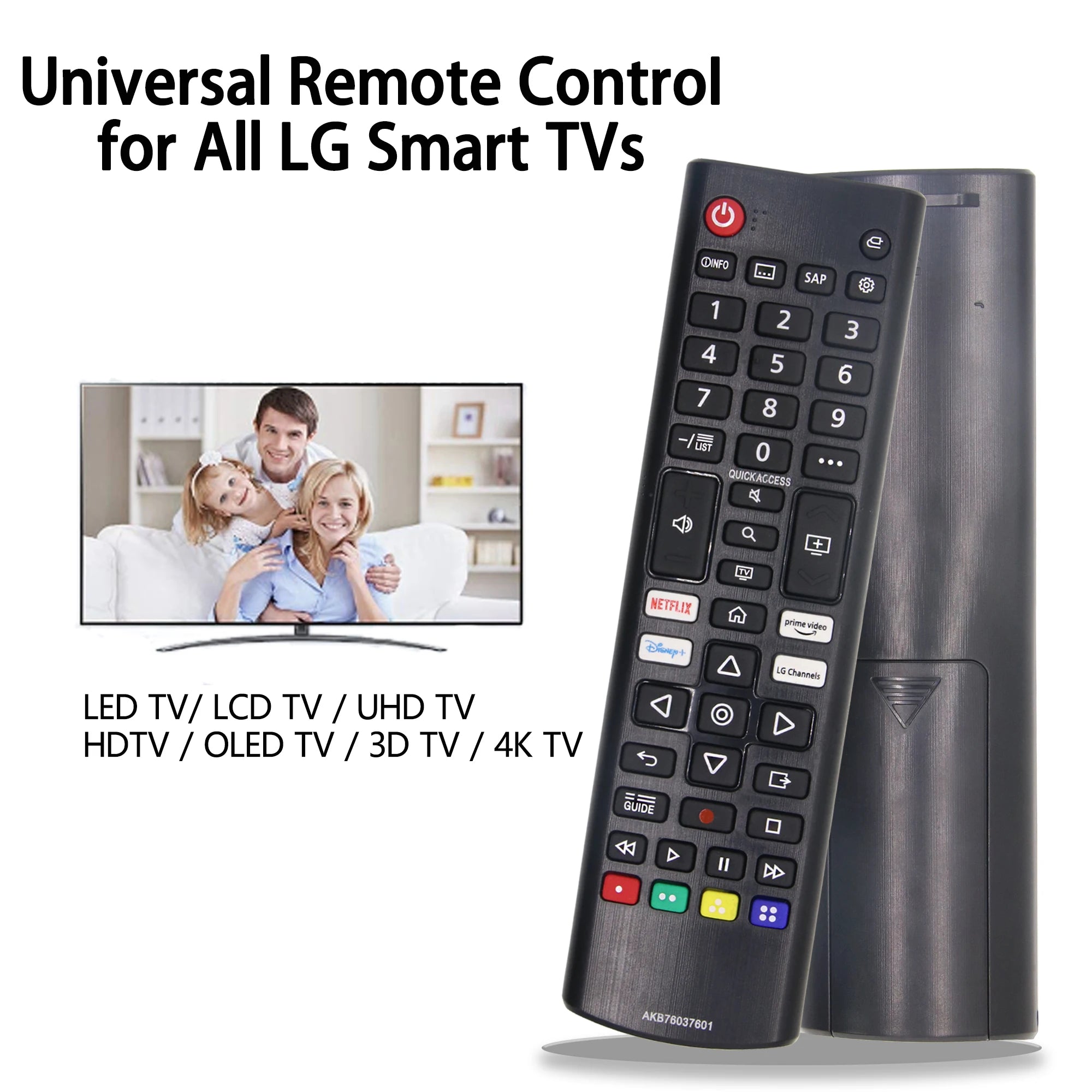Universal Remote Control AKB76037601 for All Models LG TV LED HD 4K Smart UHD HDTV with Prime-Video Disny Netflx Channel Buttons