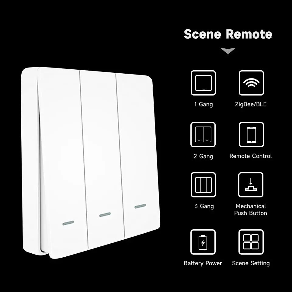 Tuya Zigbee 3.0 Smart Scene Button Switch – 1/2/3/4 Gang Wireless Remote Controller – Works with Smart Life/Tuya App & Home Assi