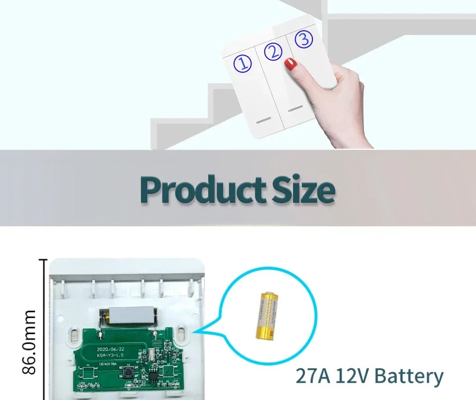 Wireless Light Wall Switch Relay Receiver RF 433Mhz 10A 110V 220V 1/2/3Gang Panel Switch Remote Control Interruptor for LED Lamp
