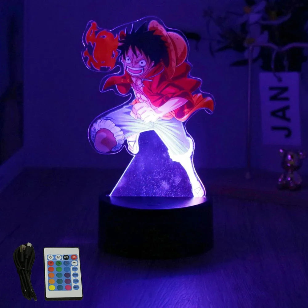 LED Night Light Anime Figure One Piece Luffy Zoro Figures Lamp PVC Action Collection Bedside Table Decoration Kid Christmas Gift