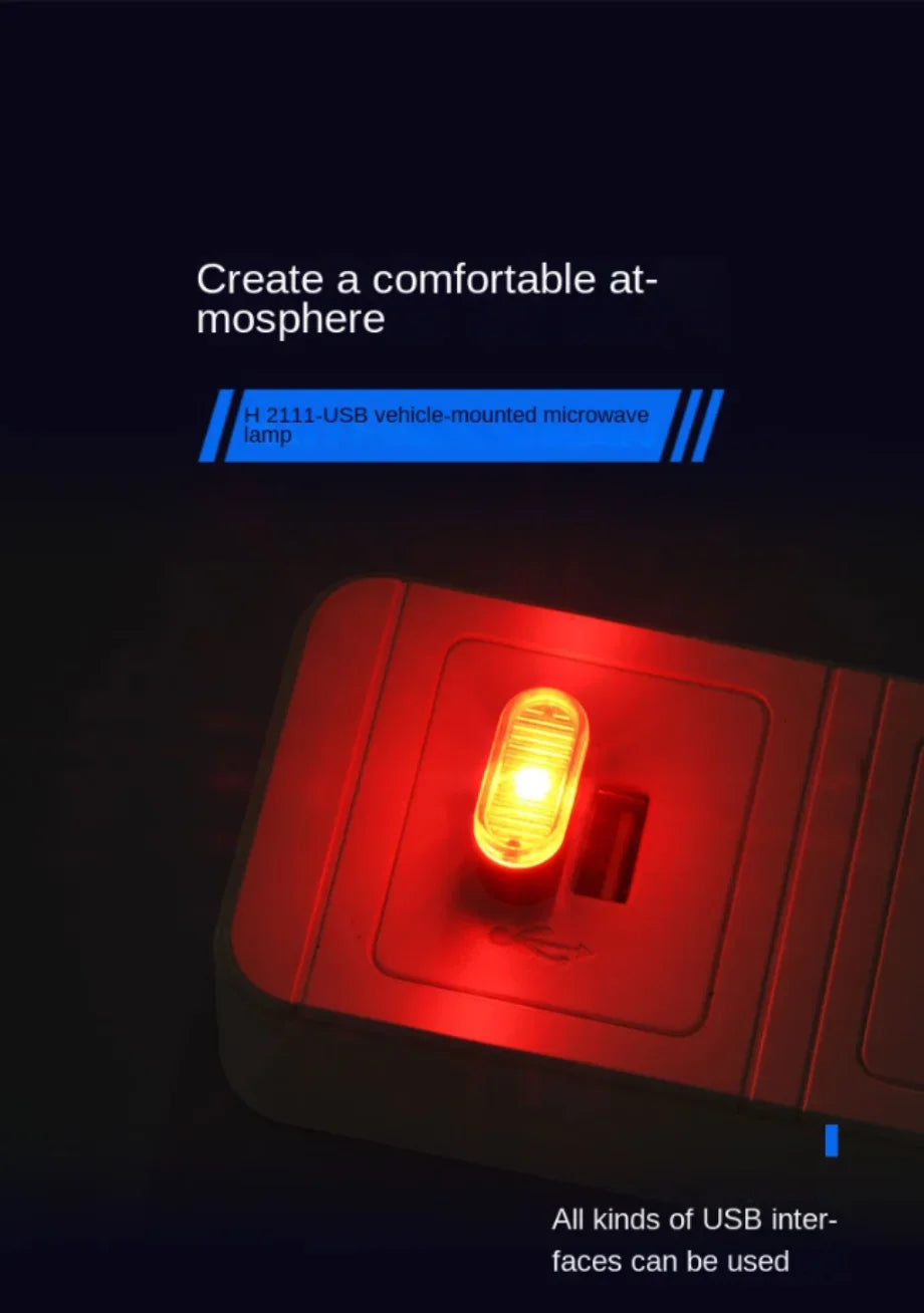 Mini USB LED Atmosphere Lights Car Interior Neon Decorative Lamp Car Emergency Lighting Universal PC Portable Plug and Play
