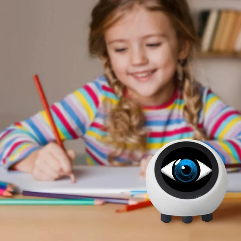 AI Voice Chat Robot No Touch Screen Multi-Function Smart Desktop Robot 1.28in Smart Assistant Robot for Home Office((No Battery)