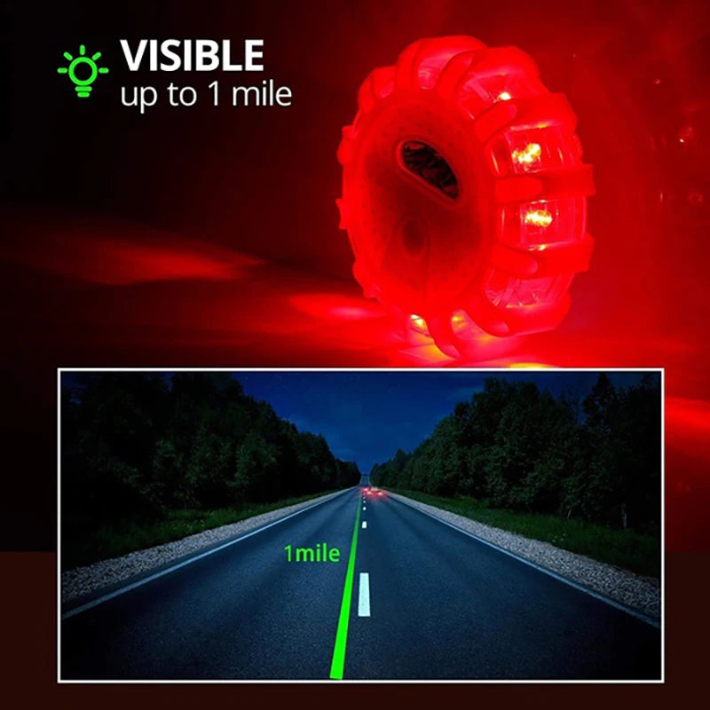 1/2/3/4/6/8/10/12Pcs LED Warning Light Built-in Battery 9Mode Safety Flare Dash Emergency Flashing Lamp Portable Strobe Light