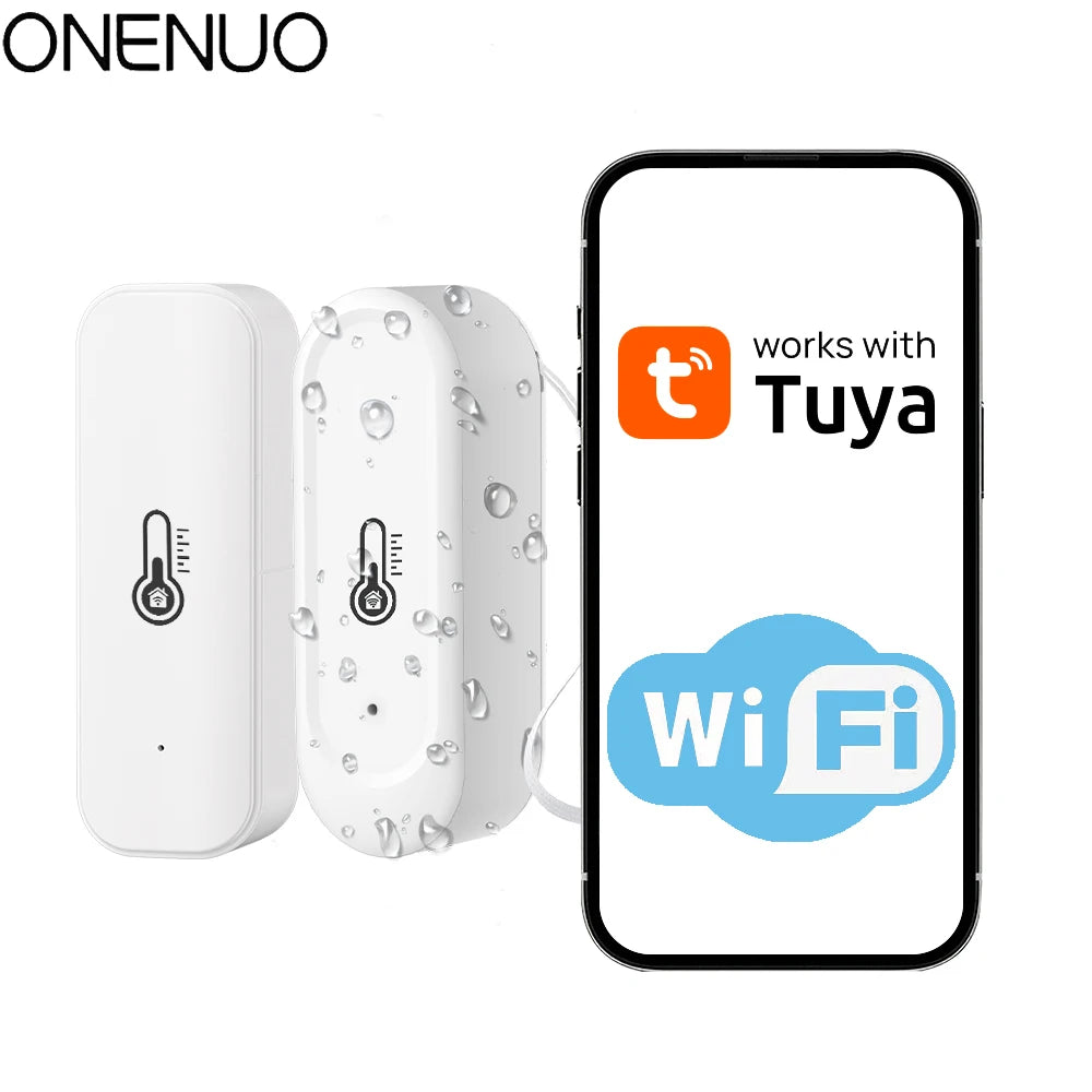 Tuya  Indoor or IP65 Waterproof Outdoor WiFi Temperature Humidity Sensor Home Thermometer Compatible For Alexa Google Home Voice
