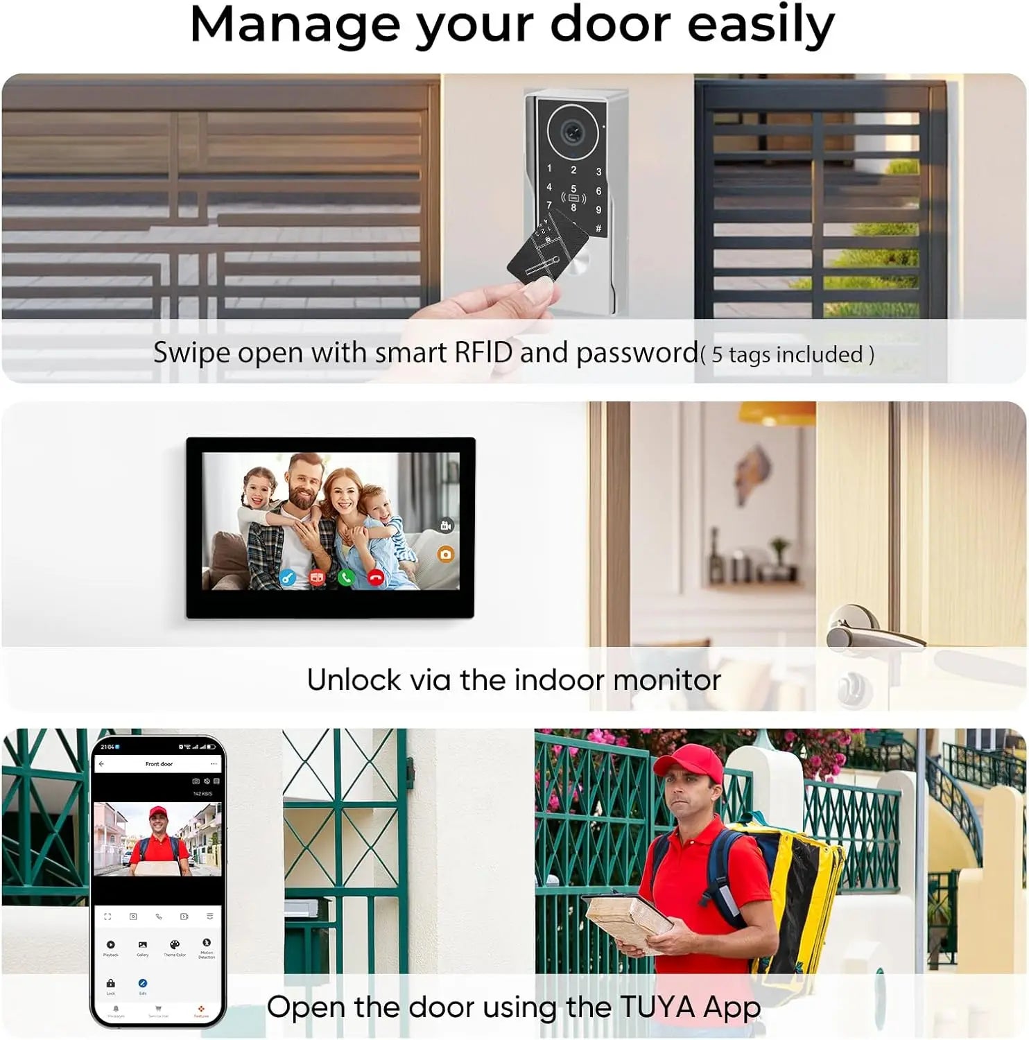 2-Wire Smart Video intercom doorbell 5G WiFi 7/10 inch Touch Screen 1080P Rainproof Camera Password Video Doorphone 5in1 Unlock