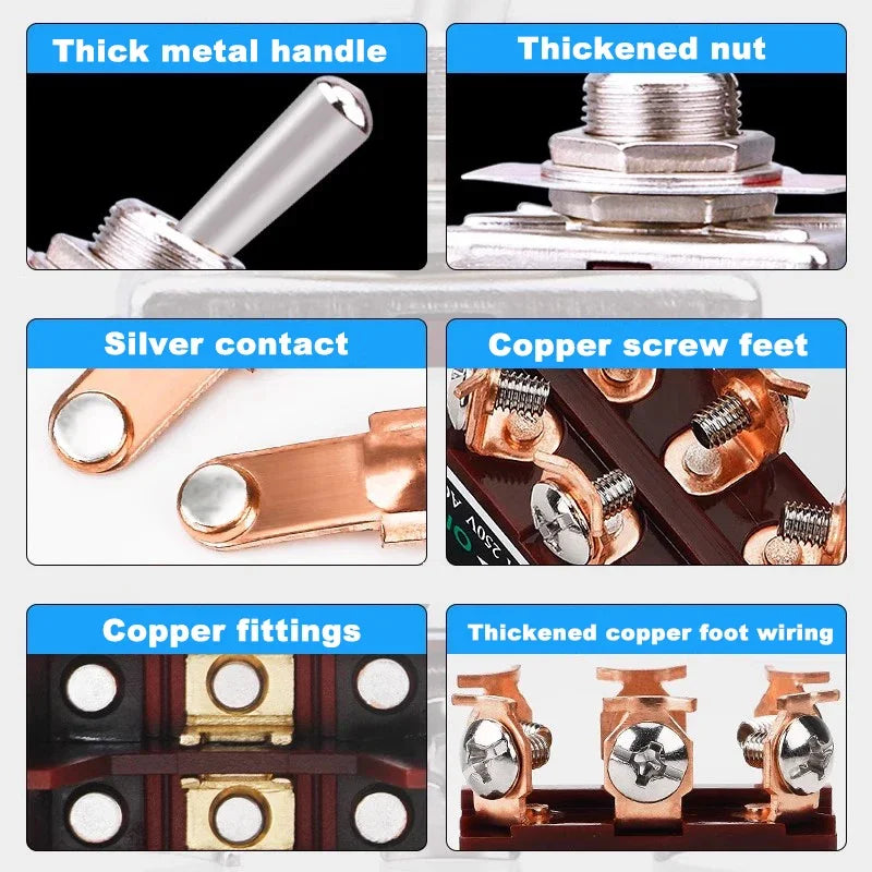 Copper Pin High Current Toggle Switch 2/3/4/6/8/9/12Pin Self Locking Rocker Switch E-SG-1321/1322/1021/1121/123/223