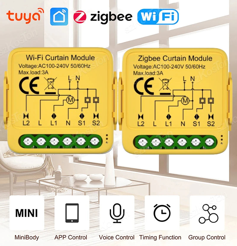 Tuya WiFi Zigbee3.0 Smart Curtain Switch Module Roller Shutter Motor Controller Switch Smart Life APP Works with Alexa Google