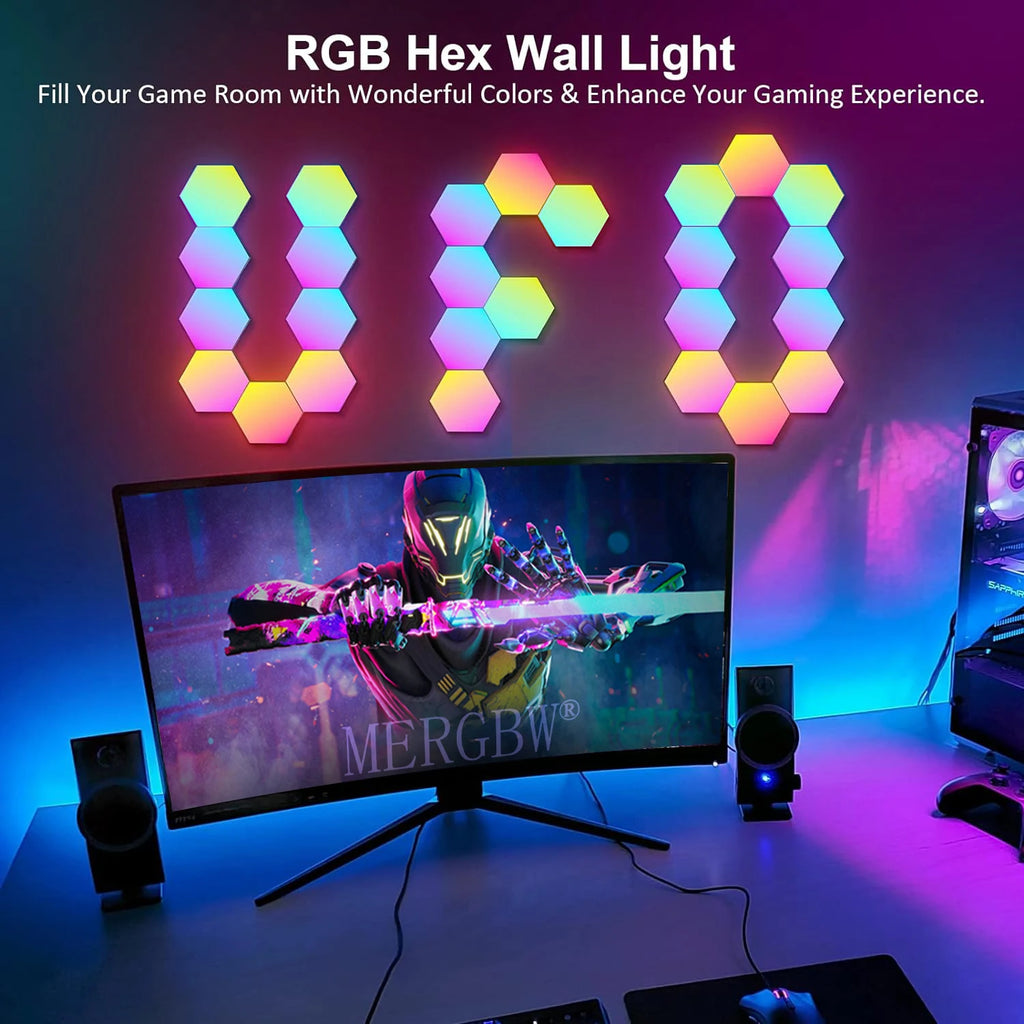 Smart LED Hexagonal Wall Light Quantum Panel APP DIY Music Sync Night Light Game Room Bedroom Home Decor Birthday Christmas Gift