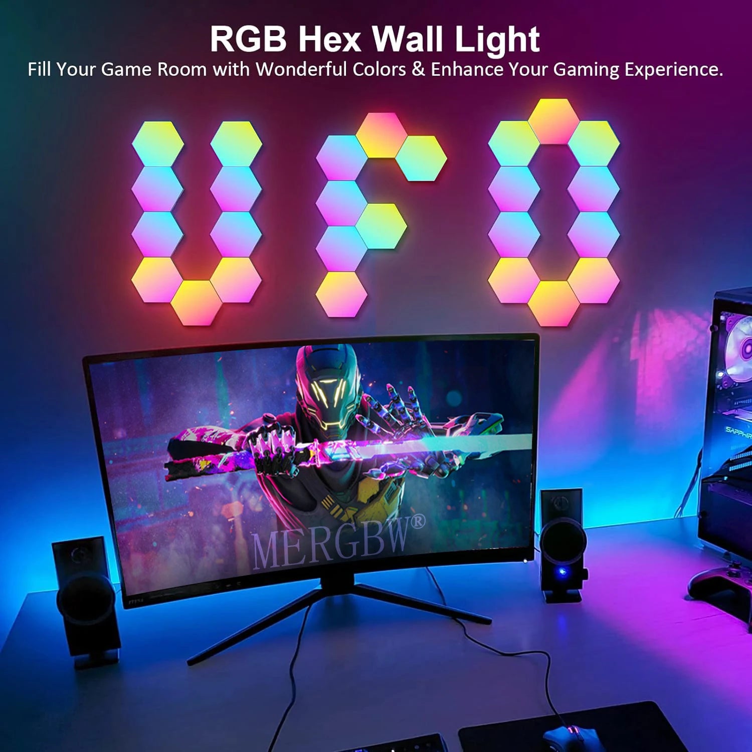 Smart LED Hexagonal Wall Light Quantum Panel APP DIY Music Sync Night Light Game Room Bedroom Home Decor Birthday Christmas Gift