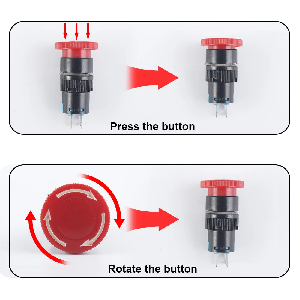 16mm e-stop switch 30mm Mushroom emergency stop 3/6 pins 1NO1NC/2NO2NC Latching self Weather Pack push button switch