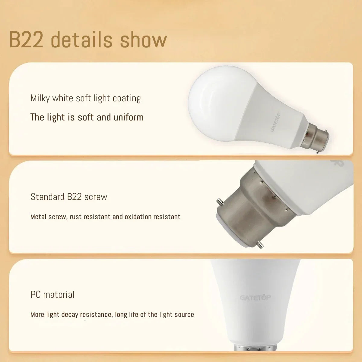 2Pack No Flicker LED Bulb Lamp B22 AC 220V 110V No Flicker 3W 8W 9W 12W 18W 24W Warm Lighting for Home Derection Lamparas Leds