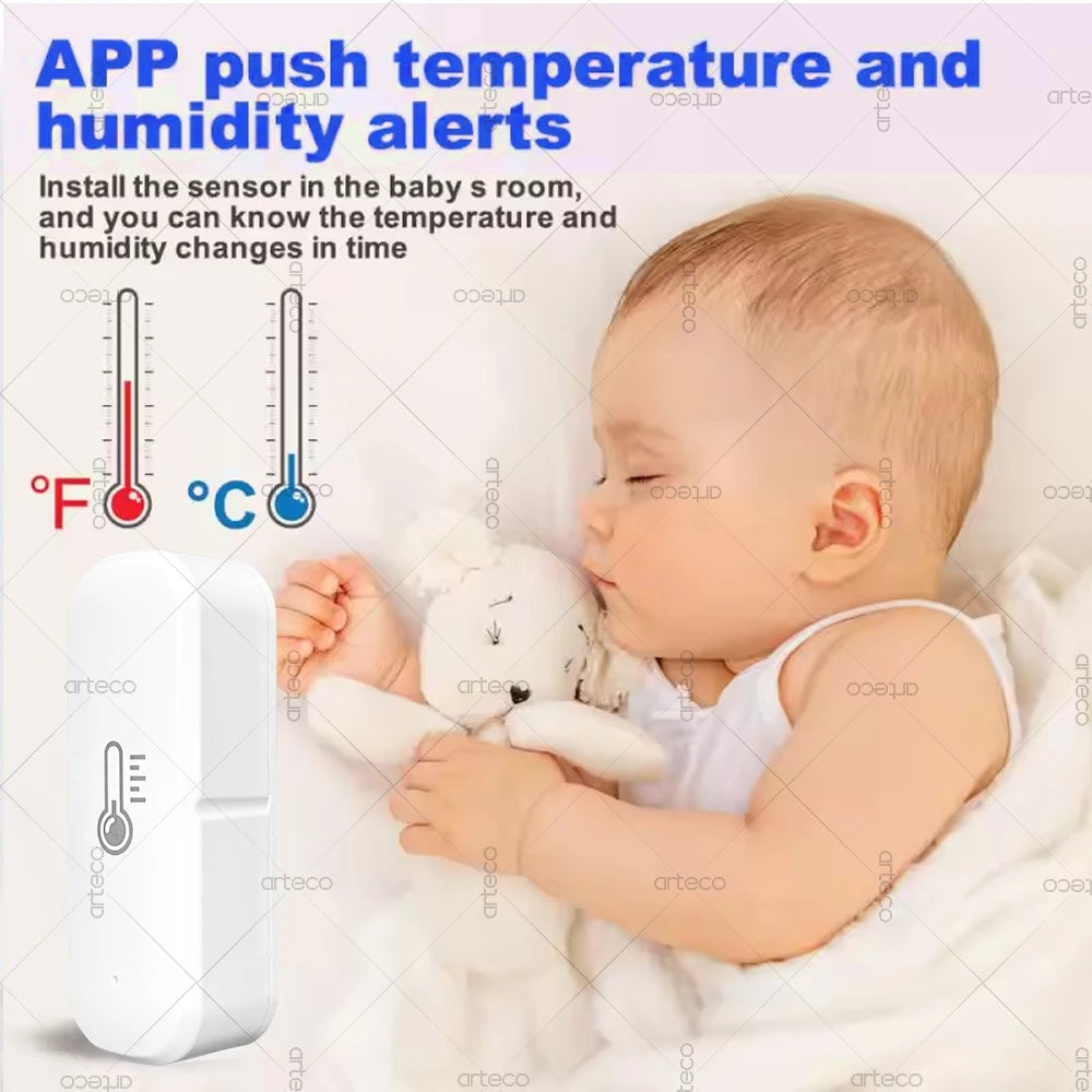 Smart ZigBee Temperature And Humidity Sensor App Monitoring Indoor Mini Hygrometer Thermometer Works With Alexa Home Assistant