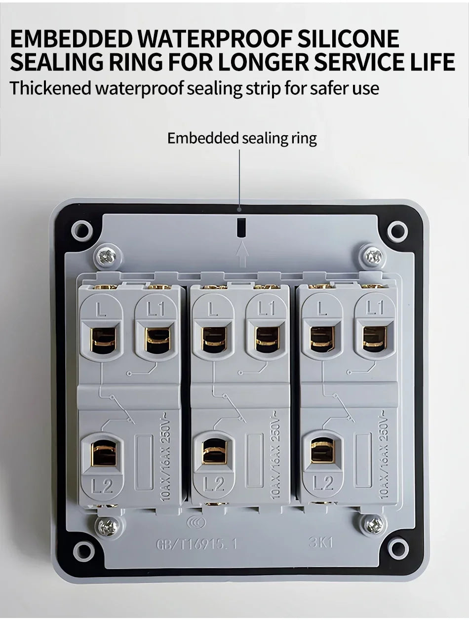 IP66 Rated Outdoor Wall Switch - Weatherproof Push Button, 1/2/3 Gang 16A for Home & Garden