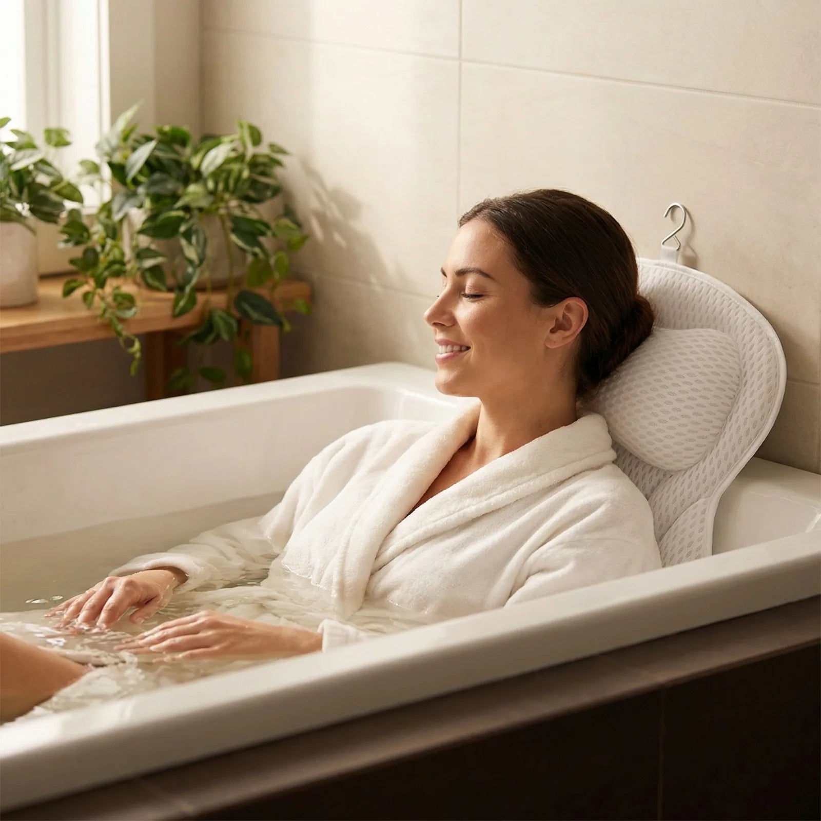 Bathtub Pillow for Tub, Bath Pillow for Neck & Back Support with Strong Suction Cups, Soft Spa Bath Pillow
