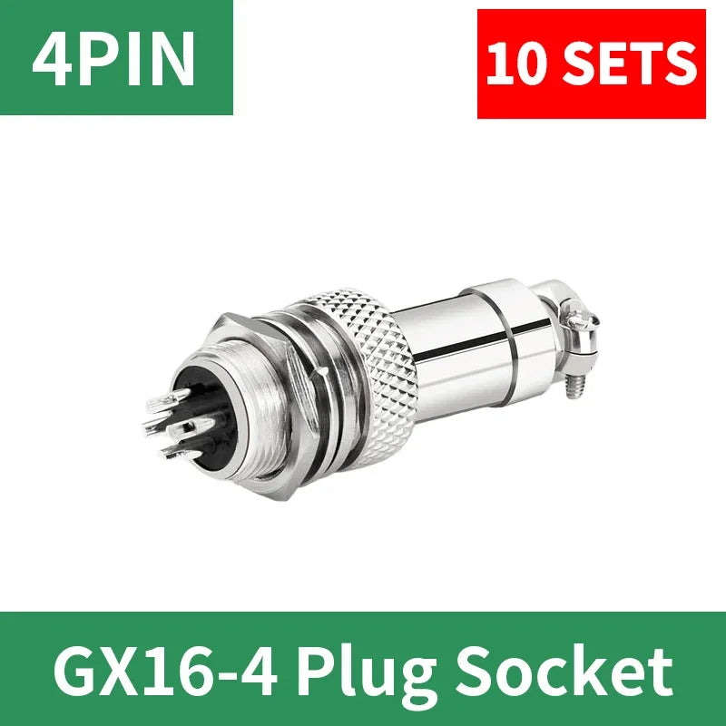 10 sets GX16 metal aviation socket 2/3/4/5/6/7/8/9/10pin electric cable terminal fixed type and butt mobile type Female&male