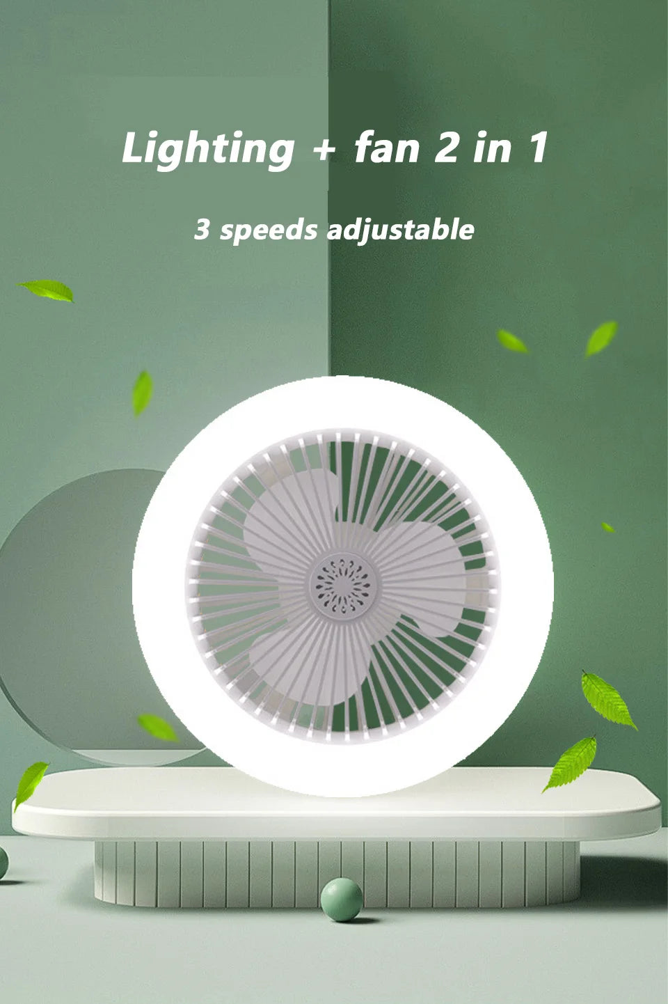 2 In 1 Energy Saving Remote Control Ceiling Fan Lamp Infinitely Dimmable E27 Base Bottom Noise Mute LED Decorative Light 85-265V