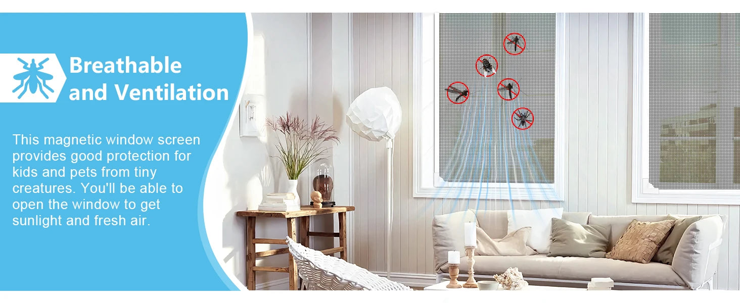 Magnetic mesh mosquiteras para ventana, invisible screen window,  household self-adhesive,simple mosquito net，Automatic shutdown