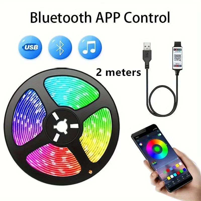 1/2/3/5M LED Strip Light Color Changing APP Music Sync RGB USB Flexible Lights For Children Gaming Room Home Party TV Backlight