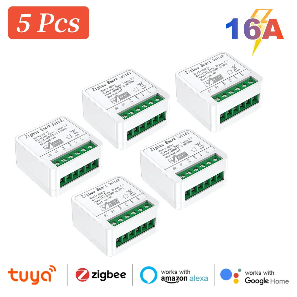16A ZigBee 3.0 Smart Switch Automation DIY Light Switches Module Supports 2 Way Control Wok Alexa Google Home Zigbee 2Mqtt