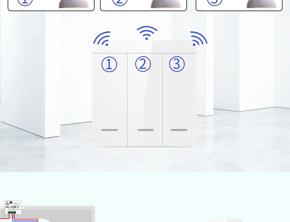 Wireless Light Wall Switch Relay Receiver RF 433Mhz 10A 110V 220V 1/2/3Gang Panel Switch Remote Control Interruptor for LED Lamp