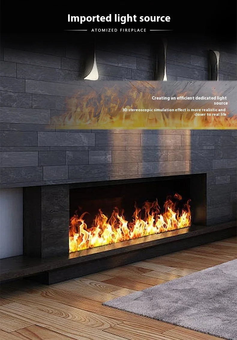 Smart Home 3D Fireplace Water Steam Humidifier LED Decorative Flame TV Wall Sound Of Firewood Cracking Vapour Electric Fireplace