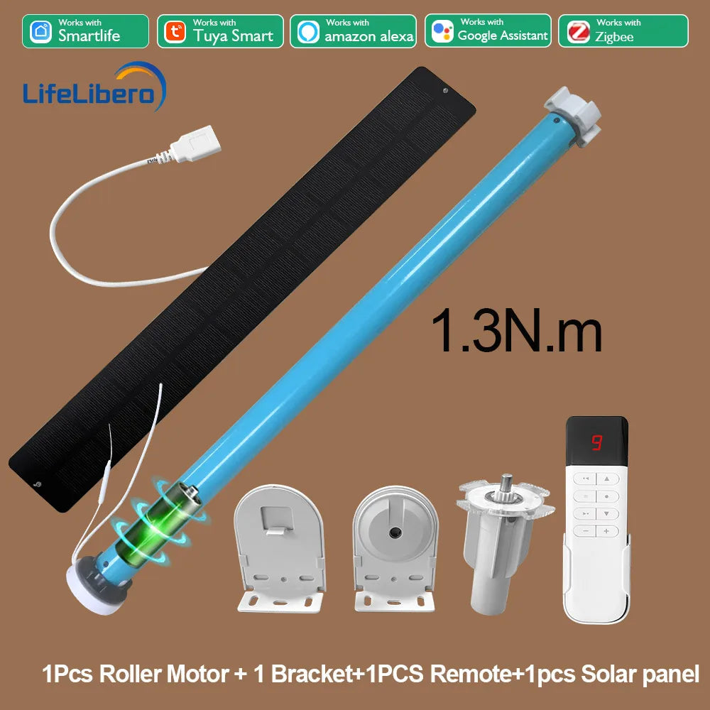 LifeLibero Tuya Zigbee Battery Window Blinds Smart Curtains Motor Roller Blind Automatic Wire Free Tubular Blind For37 38mm Tube