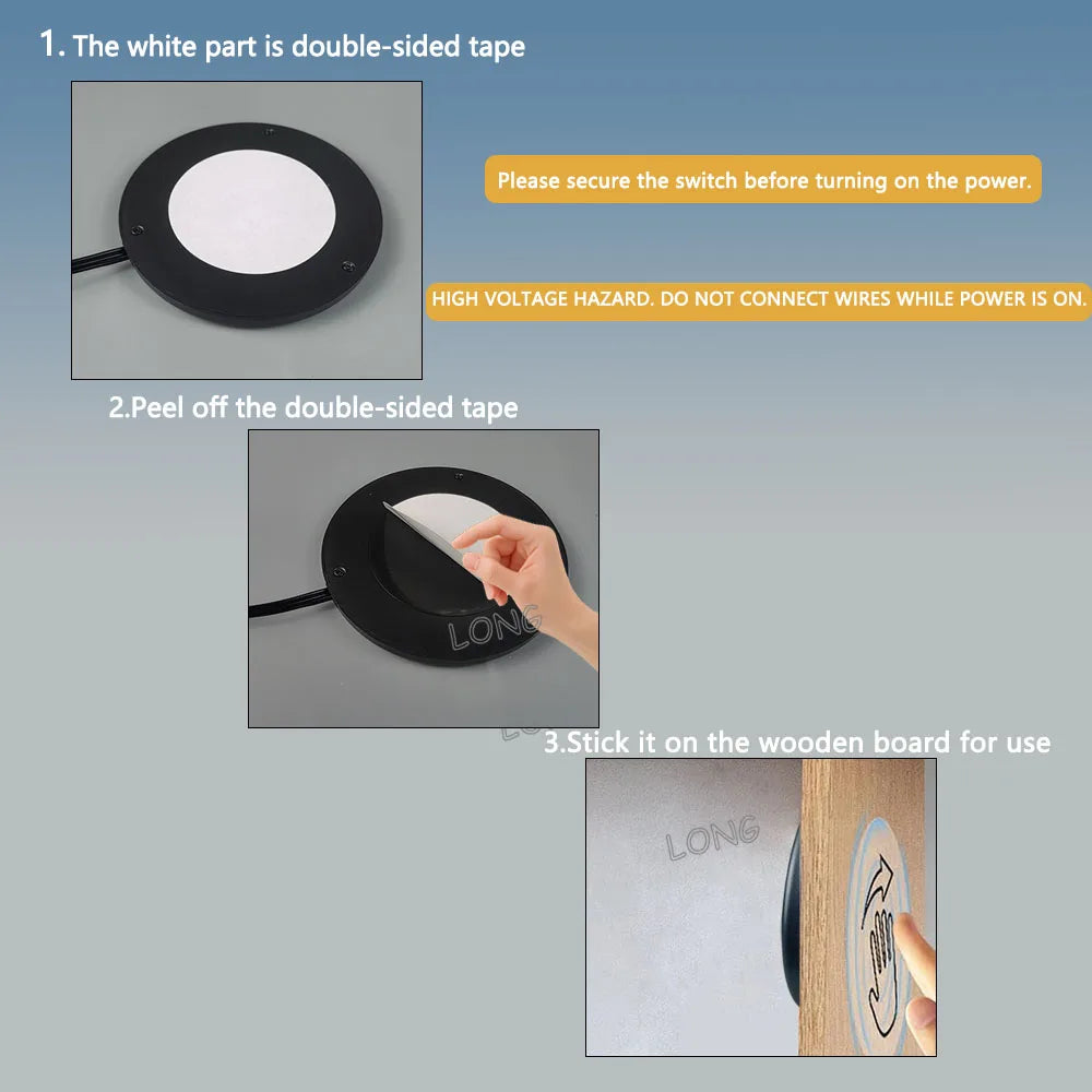 Touch Switch Sensor AC220V LED Cabinet Closet No-Drilling Penetrating Wood Panel Hidden Touch Sensor For Wardrobe Cupboard