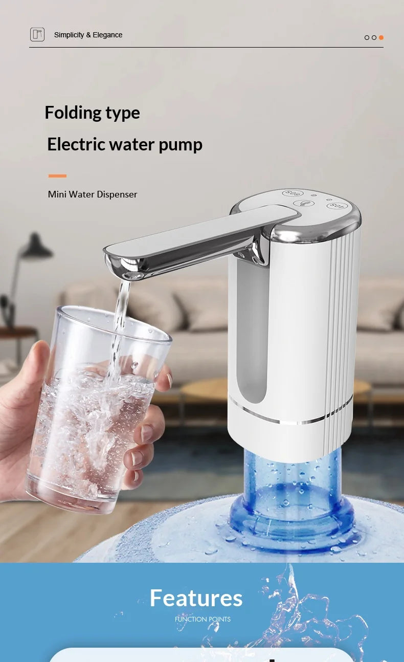Electric Folding Water Pump Bucket Automatic Water Dispenser Small Portable Outlet For Home Kitchen Drinking Bottle