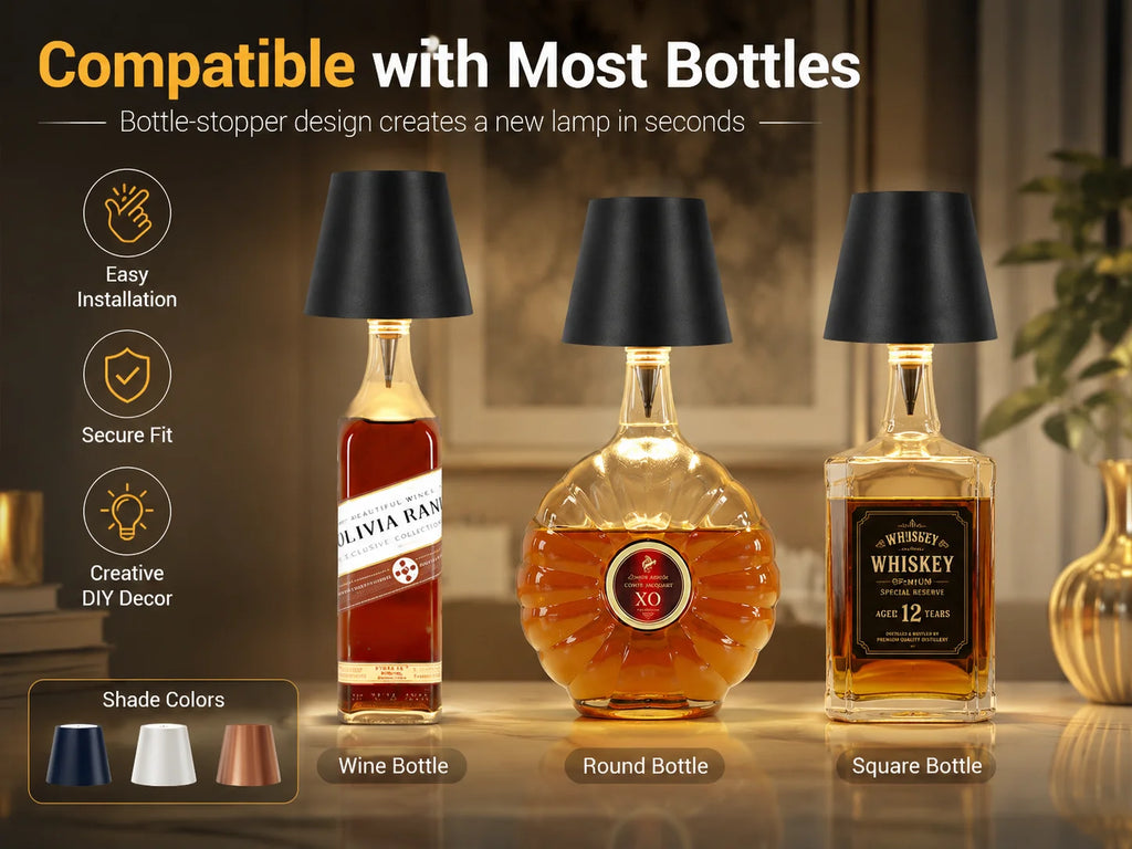 Wireless LED Bottle Lamp Rechargeable RGB Dimmable Wine Bottle Light Portable for Bar Restaurant Camping Party Decor Night Light