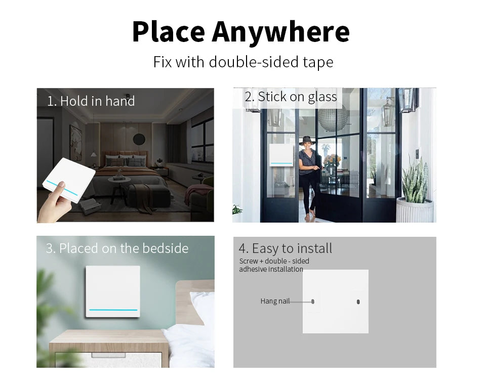 Tuya WiFi Wireless Switch 1/2/3 Gang RF433MHz Voice Control Compatible with Google Home Alexa No Wiring Required Timed Control