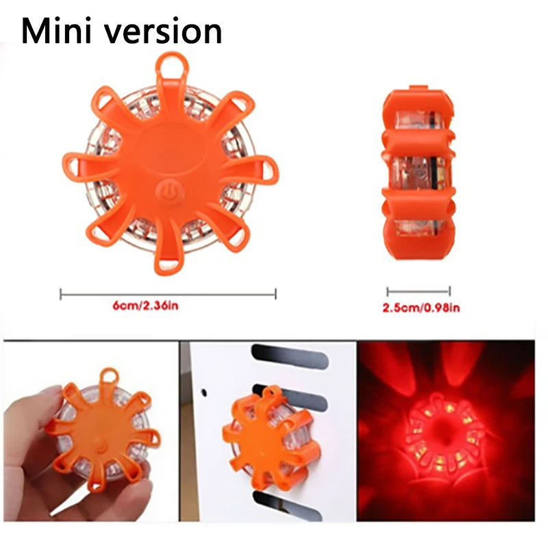 1/2/3/4/6/8/10/12Pcs LED Warning Light Built-in Battery 9Mode Safety Flare Dash Emergency Flashing Lamp Portable Strobe Light